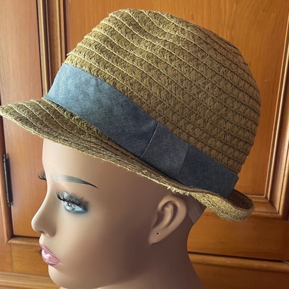 Cole Haan Women's Tan Straw Hat with Gray Band - Picture 9 of 10